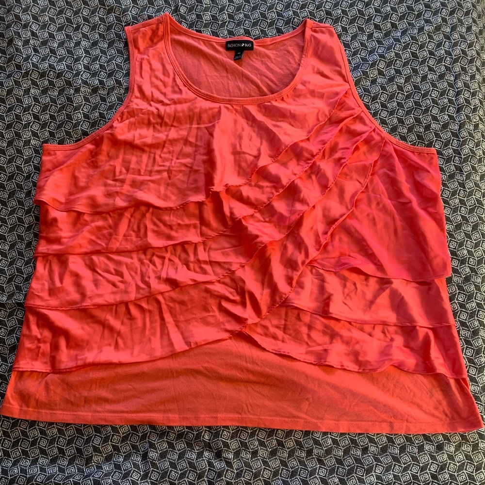 Pink blouse with ruffles, sized 4X from Fashion Bug